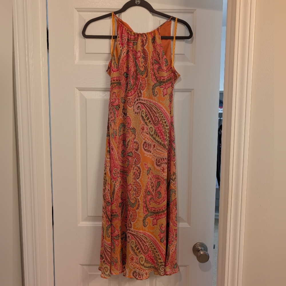 Ann Taylor Vintage Y2K Paisley 100% Silk Midi Dress Women's Size 2